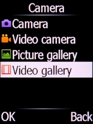 To select a video clip, select Video gallery and press the Left selection key.