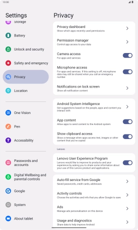 Press Privacy dashboard.
