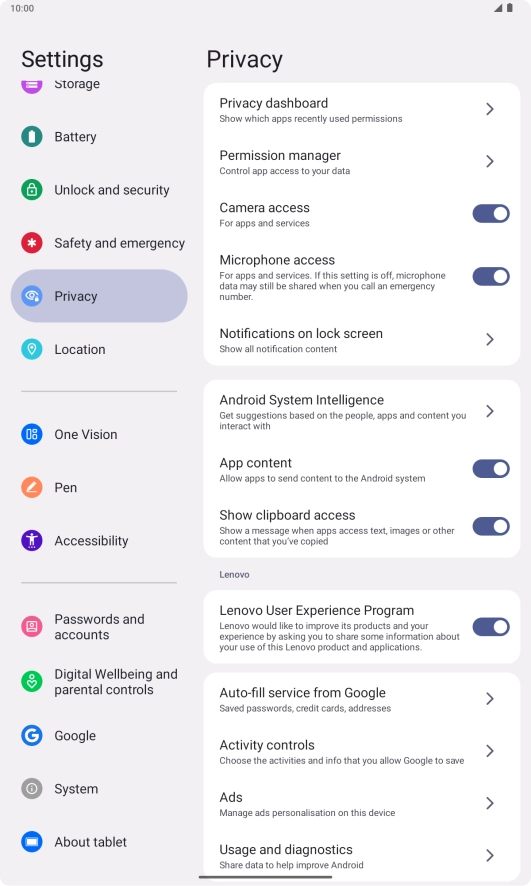 Press Privacy dashboard.