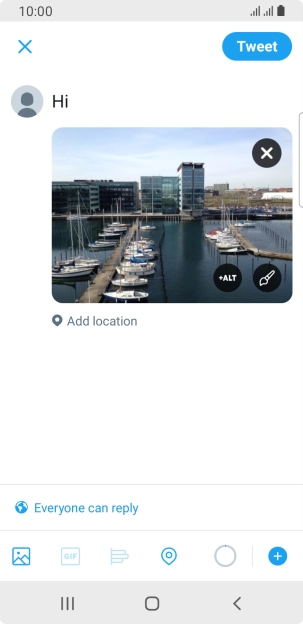 Write the required text and press Tweet.