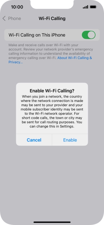 If you turn on the function, press Enable.