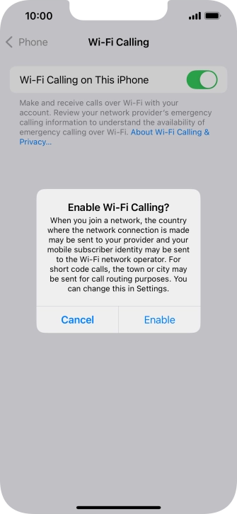 If you turn on the function, press Enable.