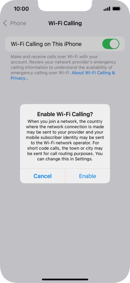 If you turn on the function, press Enable.