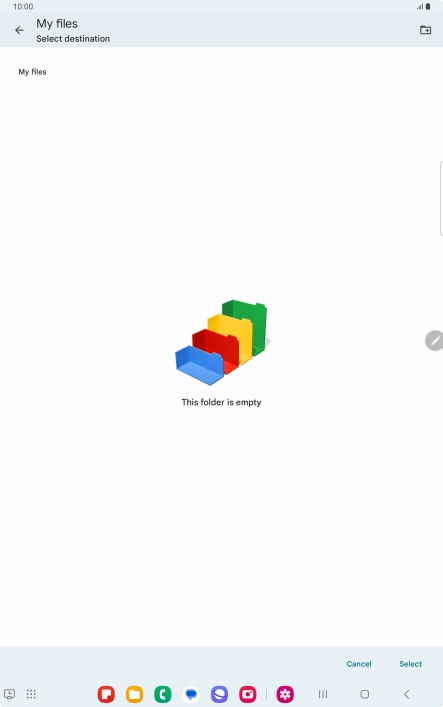 To create a new folder, press the new folder icon and follow the instructions on the screen to create a new folder.