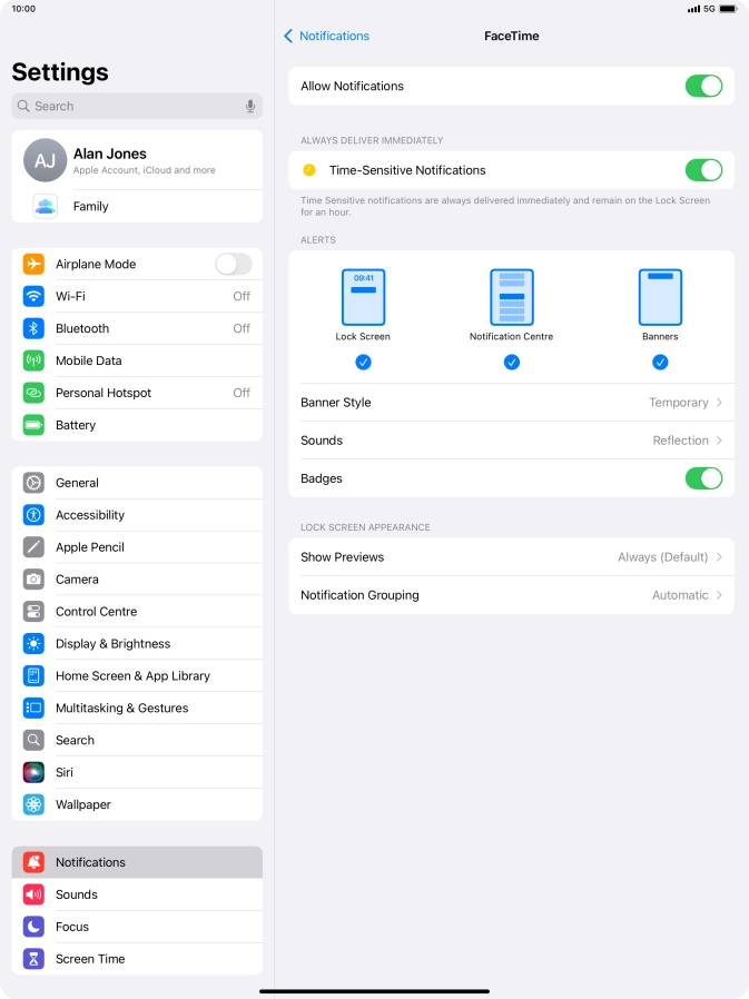 Press the indicator next to 