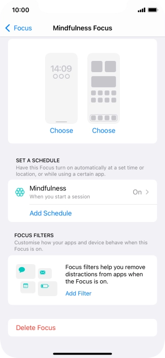 Press the required setting below 