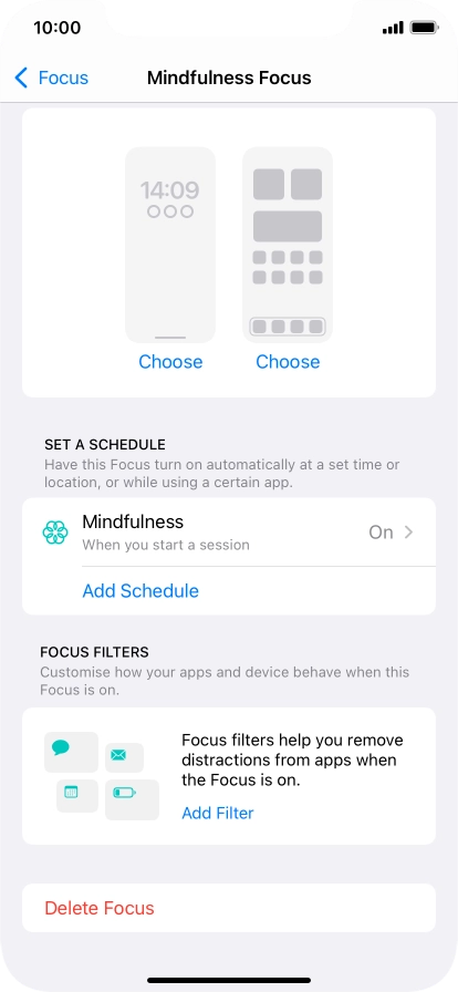 Press the required setting below 