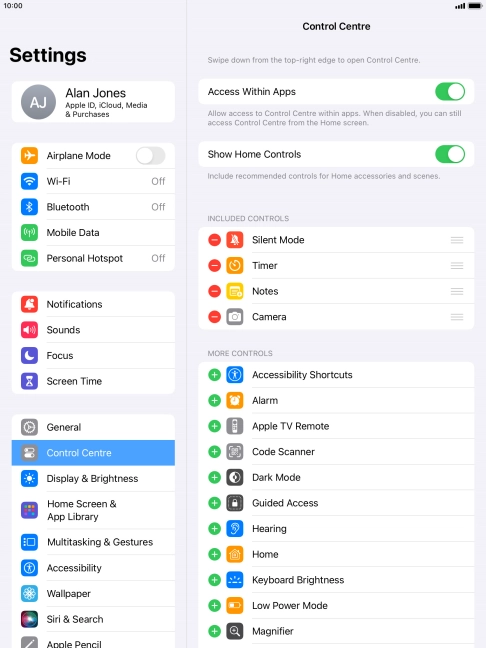 Press the indicator next to 