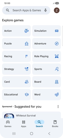 Press the search field.