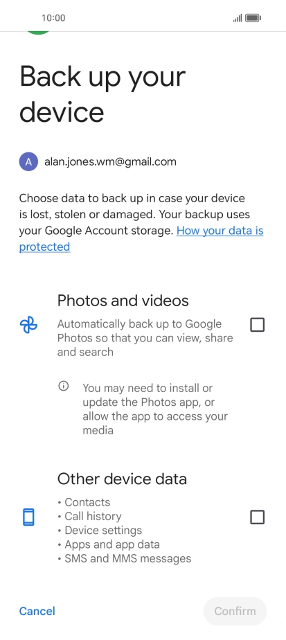 Press the fields next to the required data types to select them.