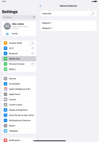 If you turn off the function, press the required network.