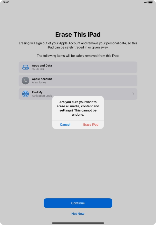 Press Erase iPad. Press Erase iPad.