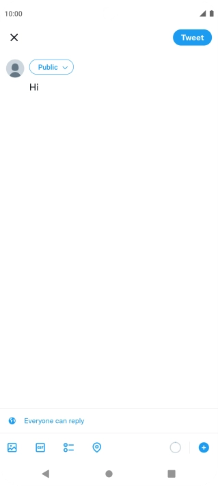 Write the required text and press Tweet.