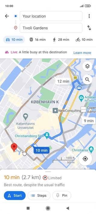 Press the required mode of transportation.