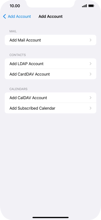 Press Add Mail Account. Press Add Mail Account.