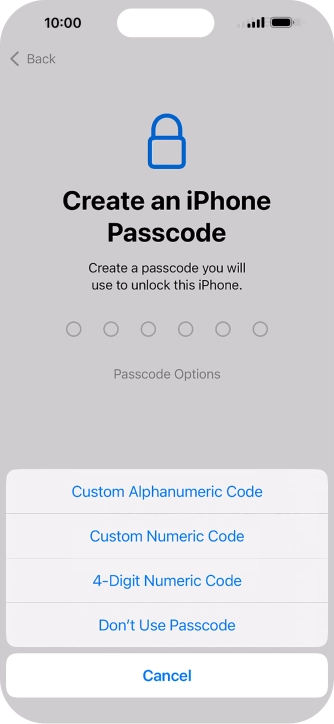 Follow the instructions on the screen to turn on use of phone lock code or press Don't Use Passcode. Follow the instructions on the screen to turn on use of phone lock code or press Don't Use Passcode.
