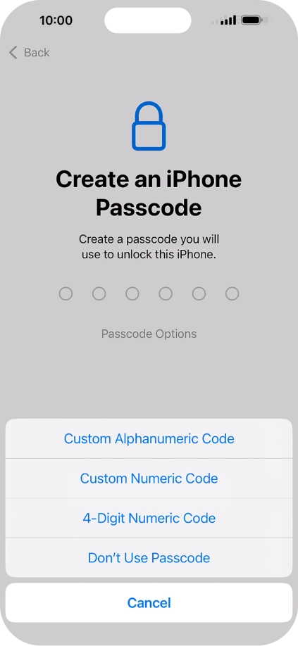Follow the instructions on the screen to turn on use of phone lock code or press Don't Use Passcode. Follow the instructions on the screen to turn on use of phone lock code or press Don't Use Passcode.