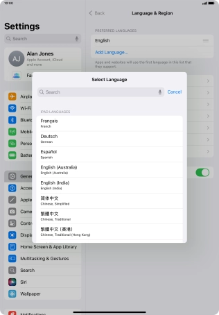 Press the required language. Press the required language.