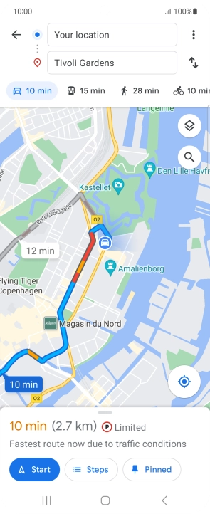 Press the required mode of transportation.