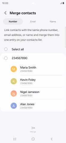 Press the field next to the required number.