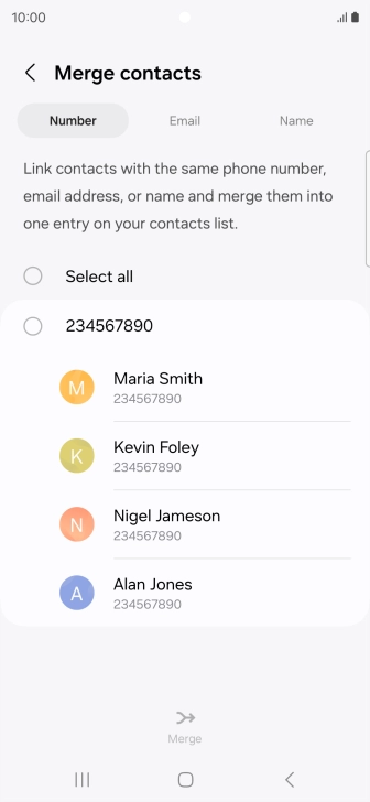 Press the field next to the required number.