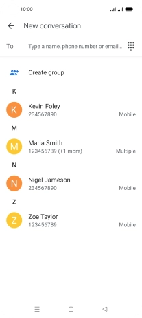 Press the search field and key in the first letters of the recipient's name.