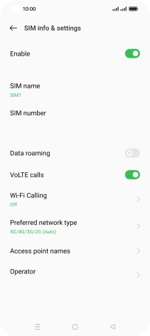 Press Preferred network type. Press Preferred network type.