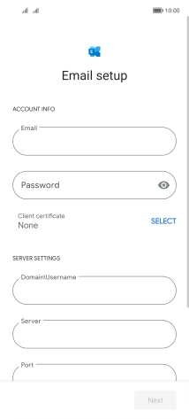 Press Password and key in the password for your email account. Press Password and key in the password for your email account.