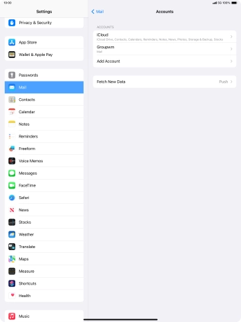 Press the name of the email account you've just set up.