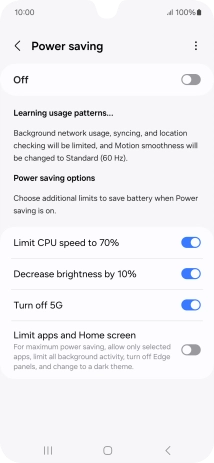 Press the indicators next to the required settings.