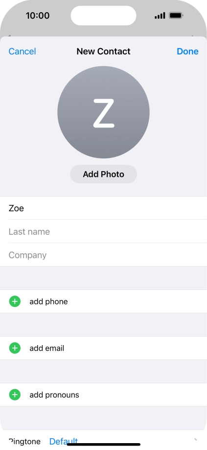 Press Last name and key in the last name.