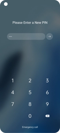 Key in a new four-digit PIN and press arrow right.