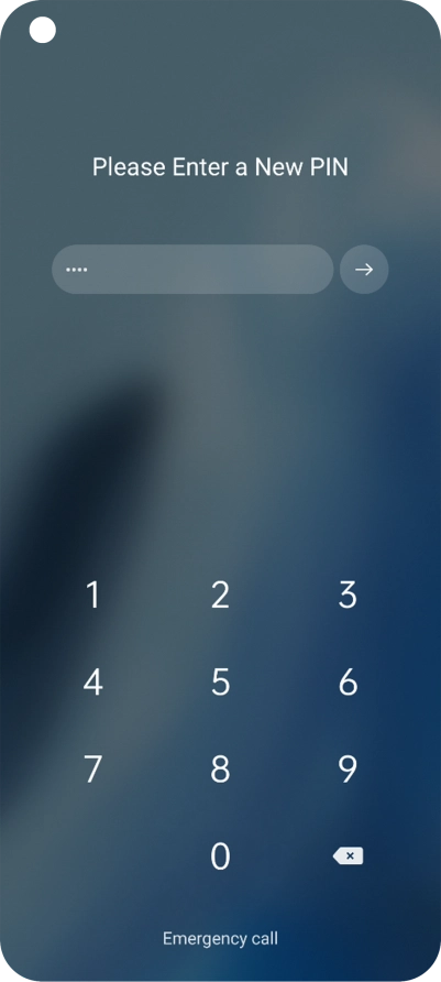 Key in a new four-digit PIN and press arrow right.