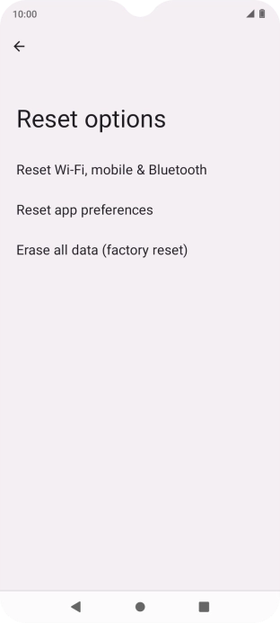 Press Erase all data (factory reset).