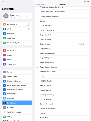 Press the required language.