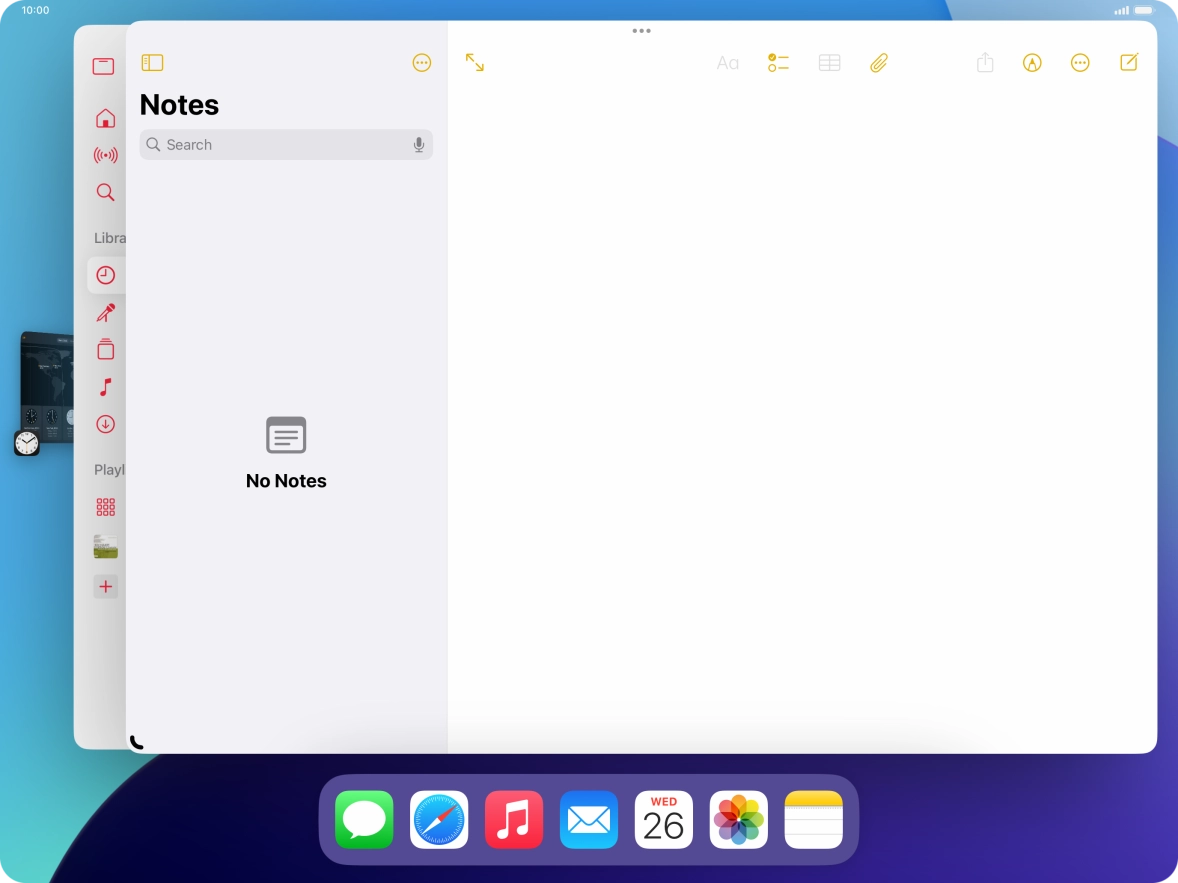 Press the required application in Dock and drag it to the required location on the screen.