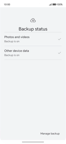 Press Manage backup.