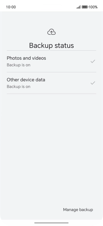 Press Manage backup.