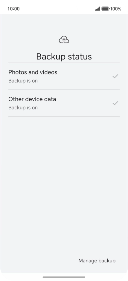 Press Manage backup.