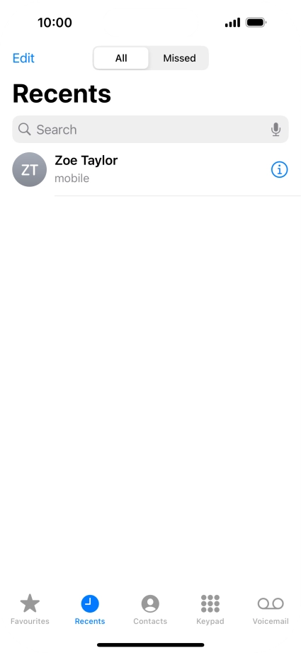 Press the information icon next to the required phone number.