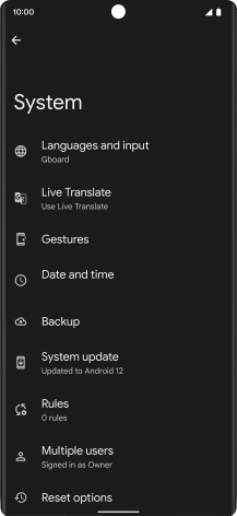 Press Reset options.