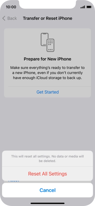 Press Reset All Settings.