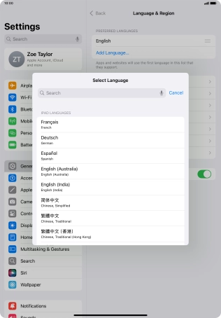 Press the required language. Press the required language.