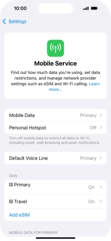 Press the required eSIM below 