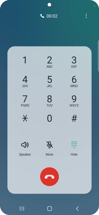 Press the end call icon. Press the end call icon.