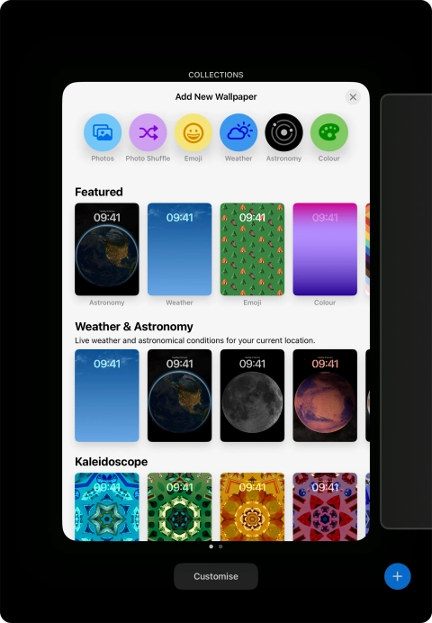 Press the required category and follow the instructions on the screen to select the required background image.
