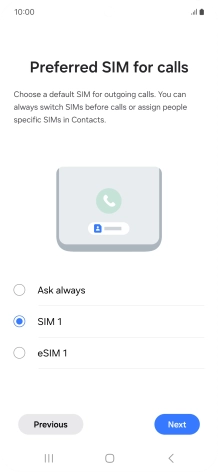 Press the required setting.