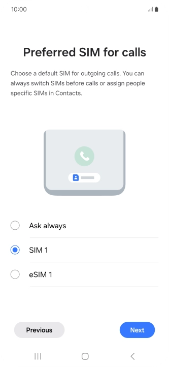 Press the required setting.