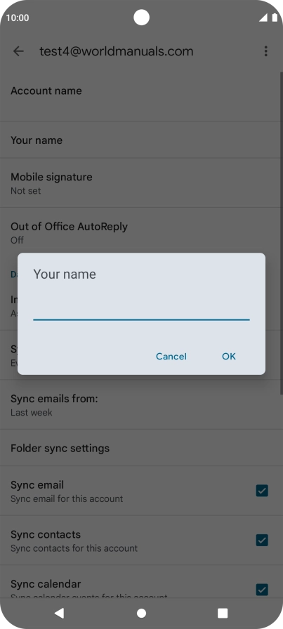 Key in the required sender name and press OK.
