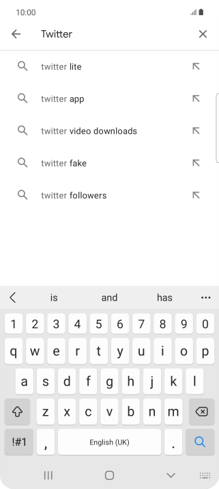 Key in Twitter and press the search icon.